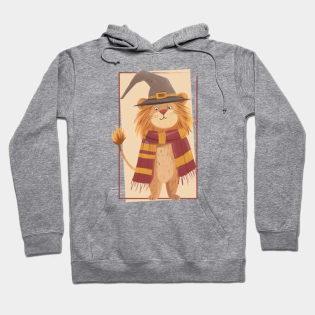 Whimsical Wizard Lion with a Scarf - Fantasy Hoodie by Fenay-Designs